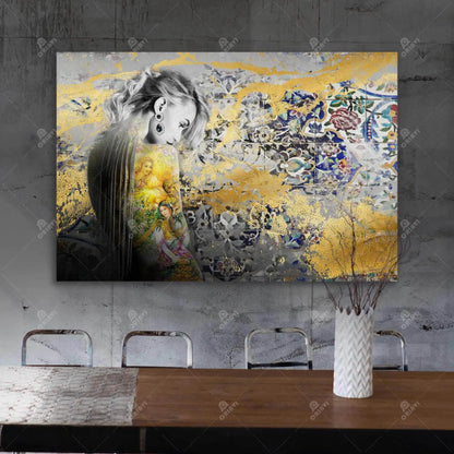 Romantic — Persian Woman Portrait Calligraphy Canvas
