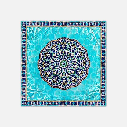 Sokhan-e Eshgh — Hafez Turquoise Tile Calligraphy Canvas