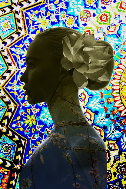 Spring Blossoms — Persian Tile Silhouette Canvas