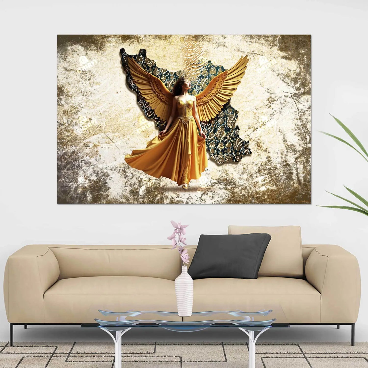 Vatanam — Persian Winged Woman Calligraphy Canvas