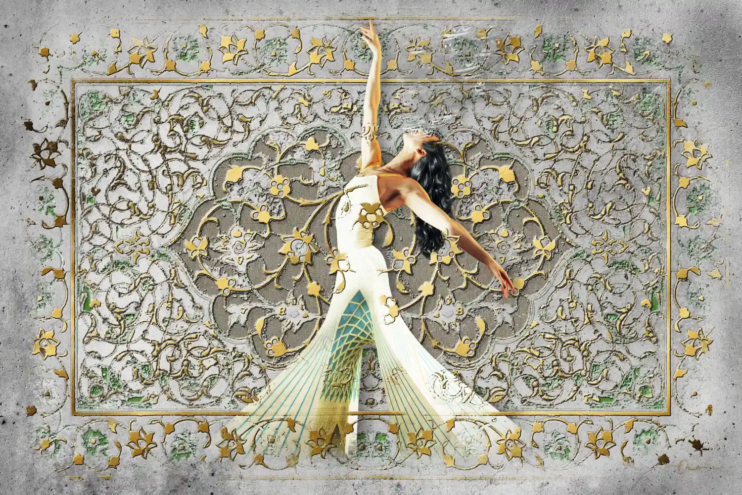 Woman, Life, Freedom — Gold Dancer Calligraphy Canvas