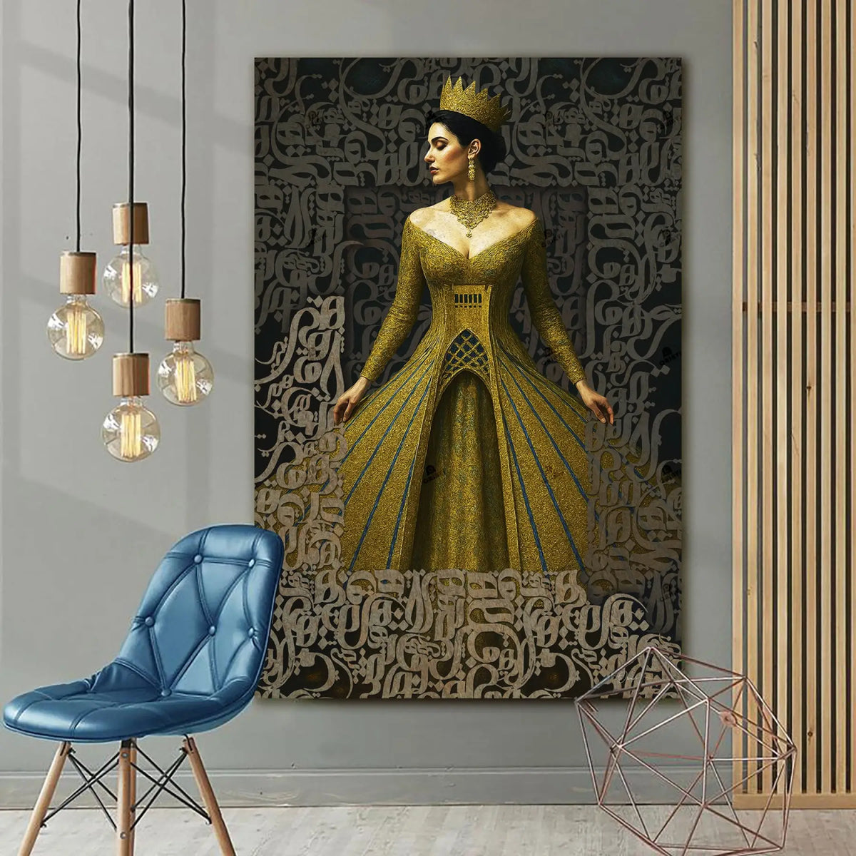 Woman, Life, Freedom — Gold Persian Queen Calligraphy Canvas