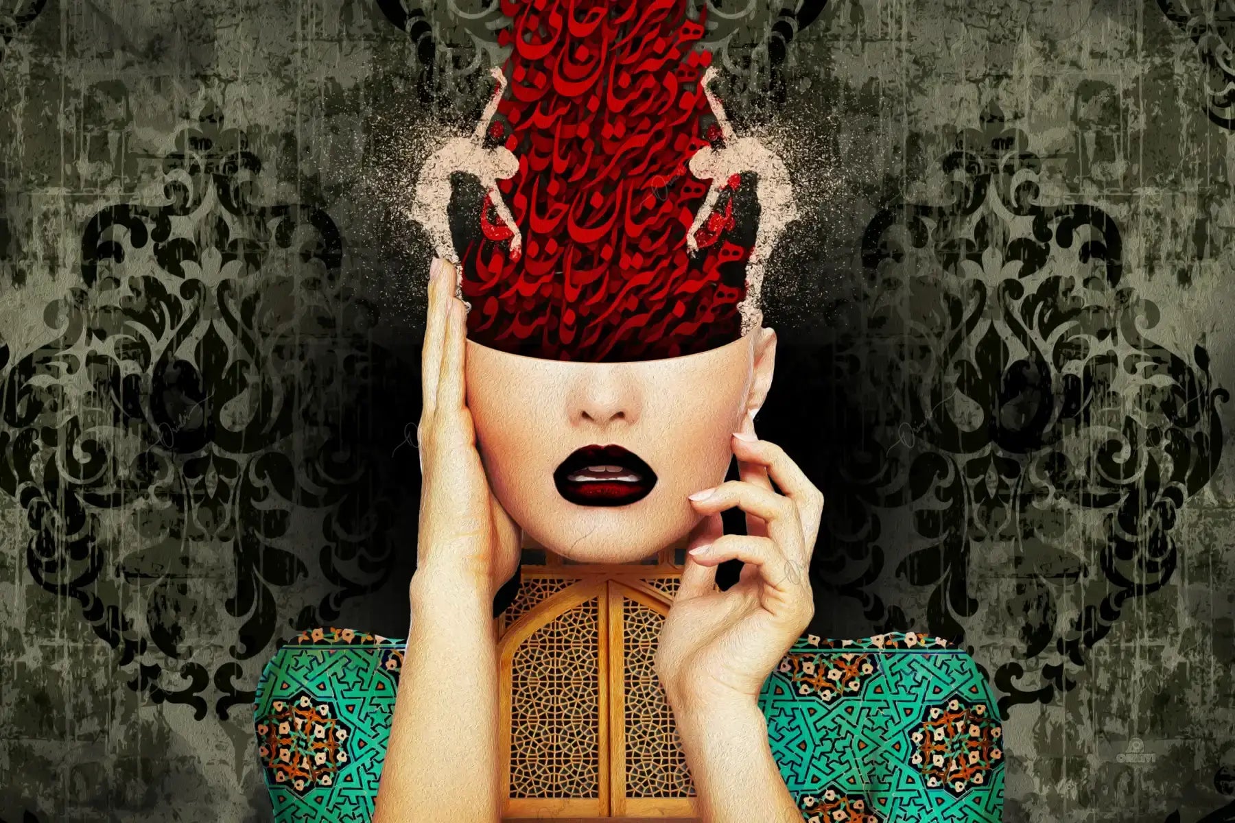 You Are Among the Heart — Saadi Red Persian Woman Canvas