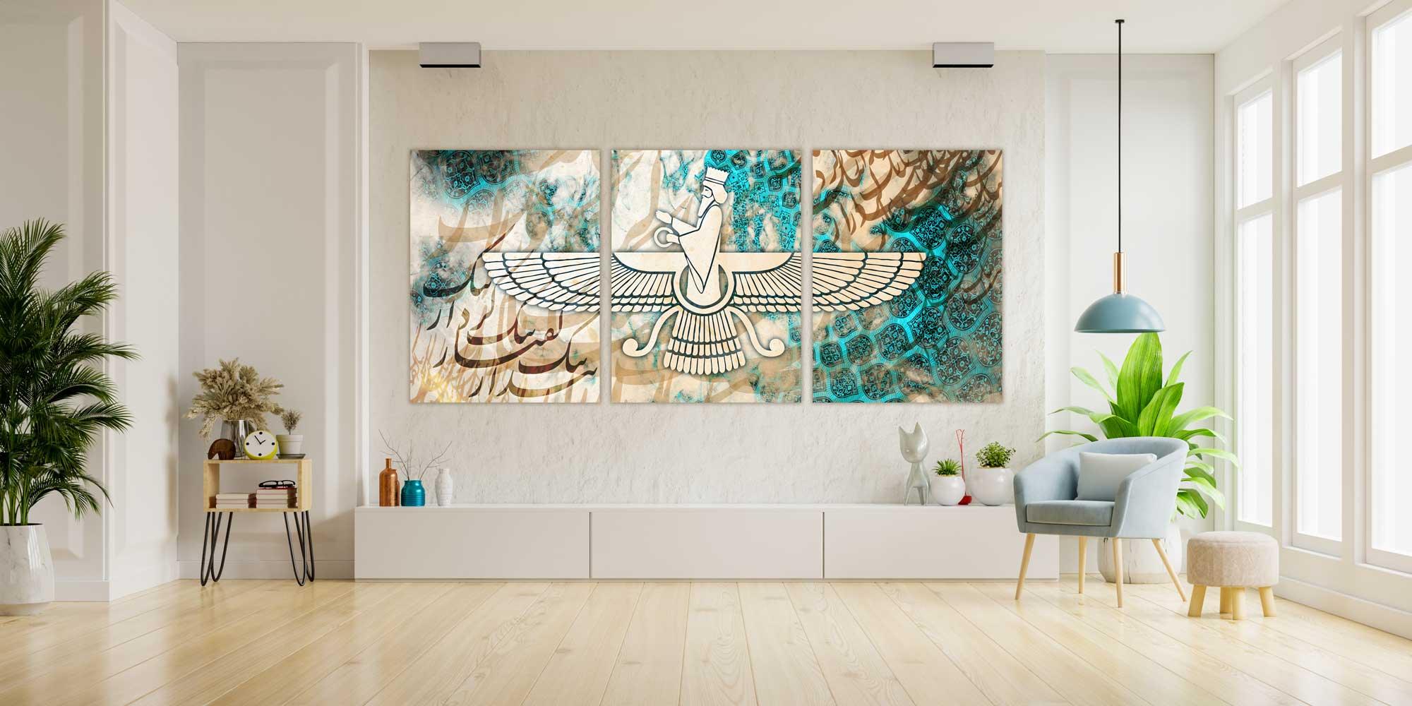 Custom Faravahar Canvas Art - 3X24"X32" - ORIAVI 