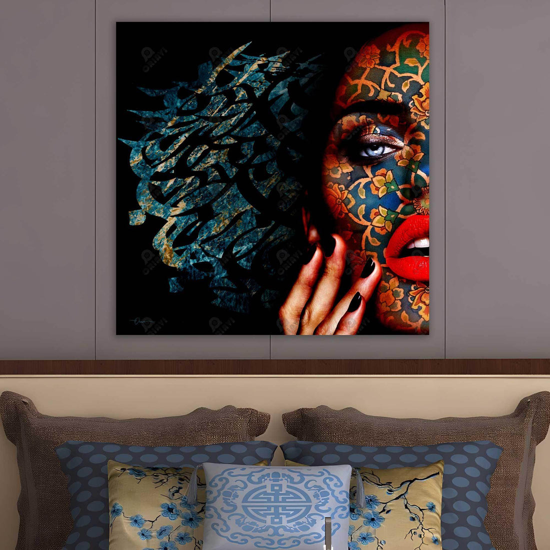 Jamaal e Jaanaan | Elegant &amp; Modern Persian Calligraphy Canvas Wall Art - ORIAVI