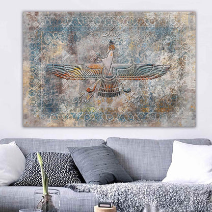 Good Thoughts-Good Words-Good Deeds | Faravahar Wall Art - ORIAVI