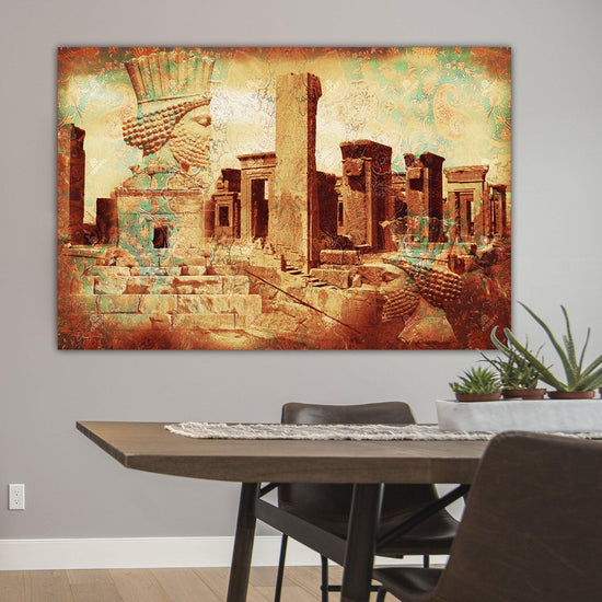 Tomb of Cyrus the great & Takht-e Jamshid | Persian Wall Art | Persian Home Wall Decor - ORIAVI Persian Art, persian artwork for sale, persian calligraphy, persian calligraphy wall art, persian mix media wall art, persian painting, persian wall art