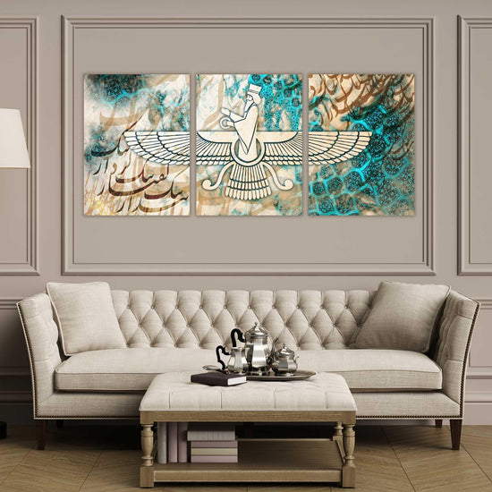 Custom Faravahar Canvas Art - 3X24"X32" - ORIAVI