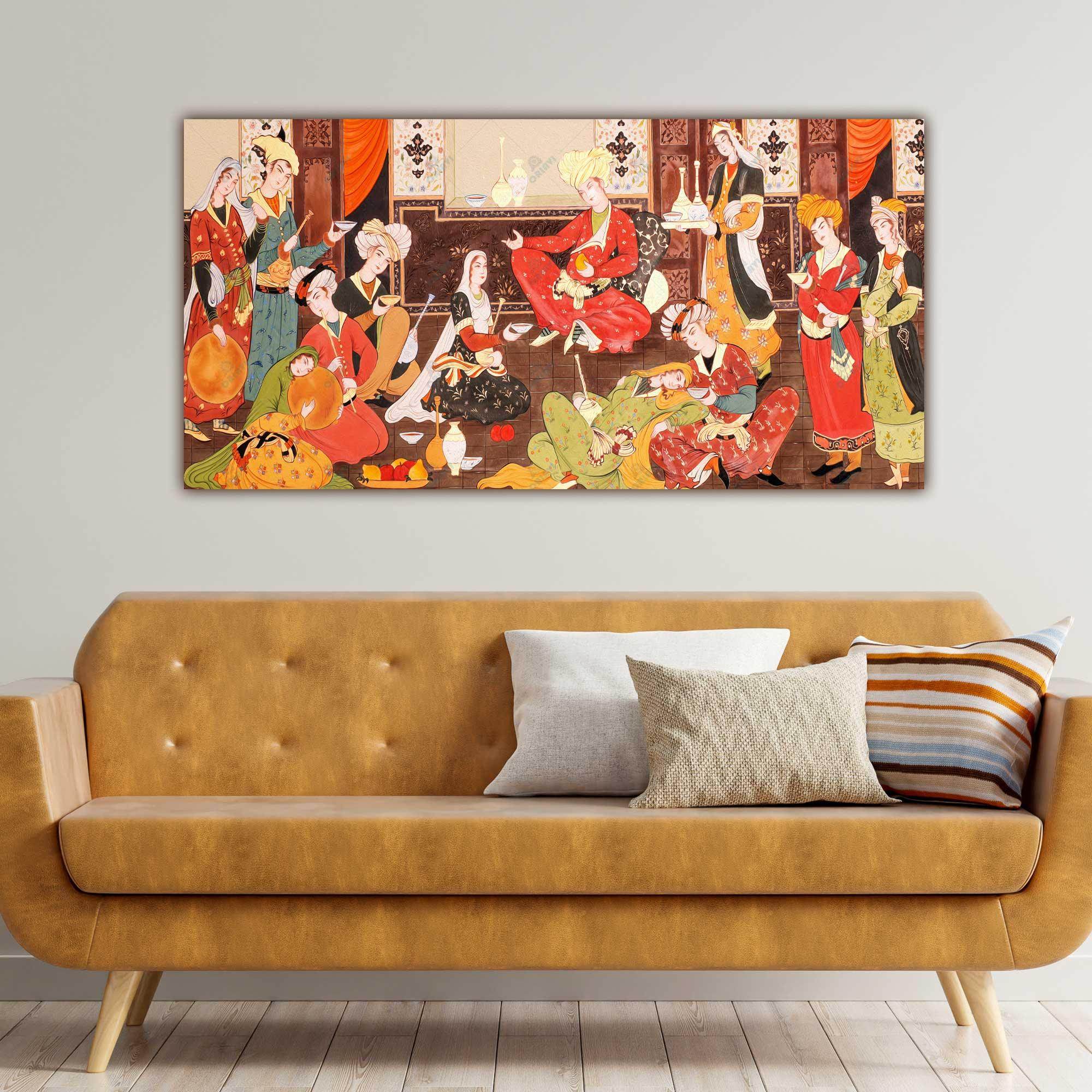Antique Persian Miniature — Royal Feast Canvas