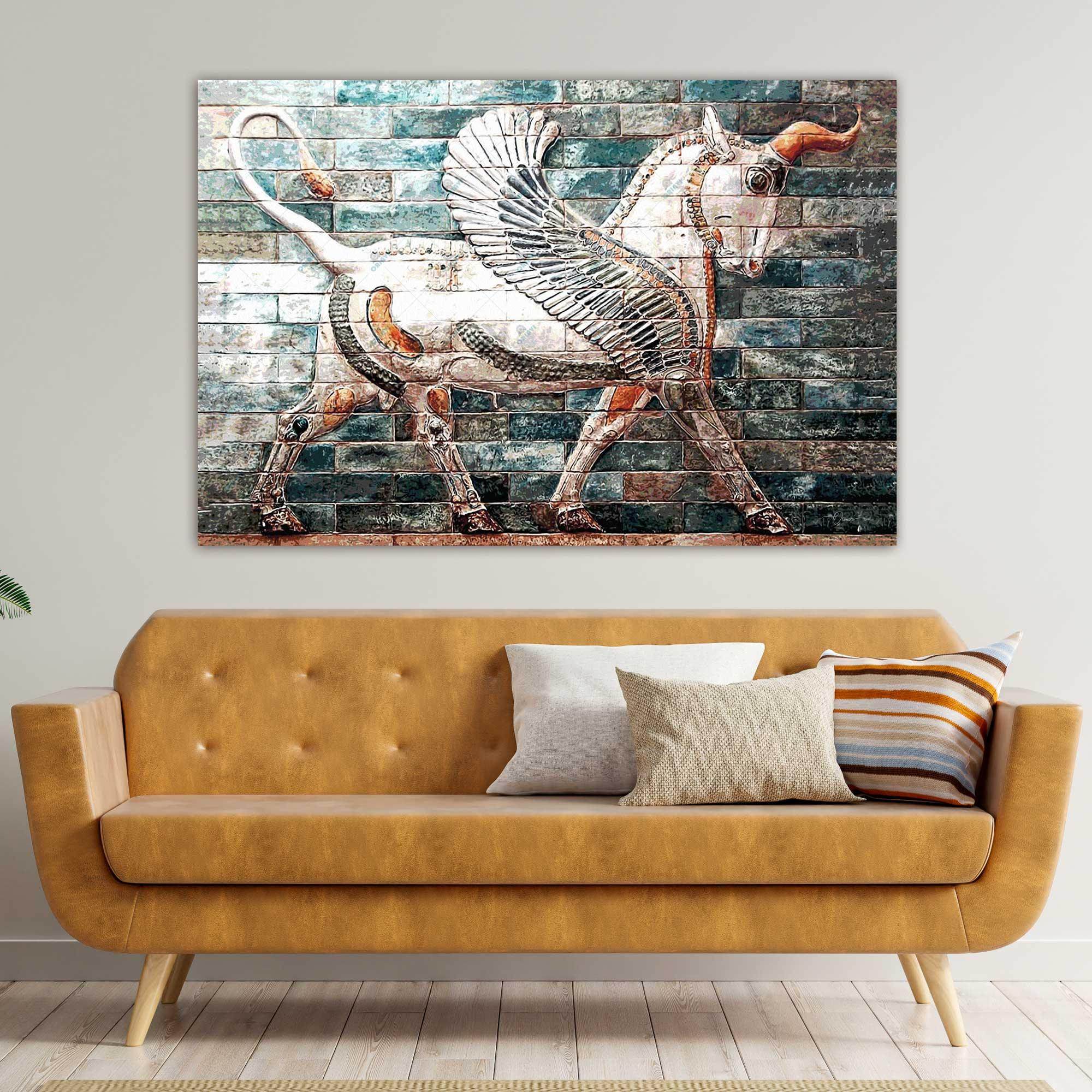 Unicorn from Apadana — Persian Heritage Relief Canvas