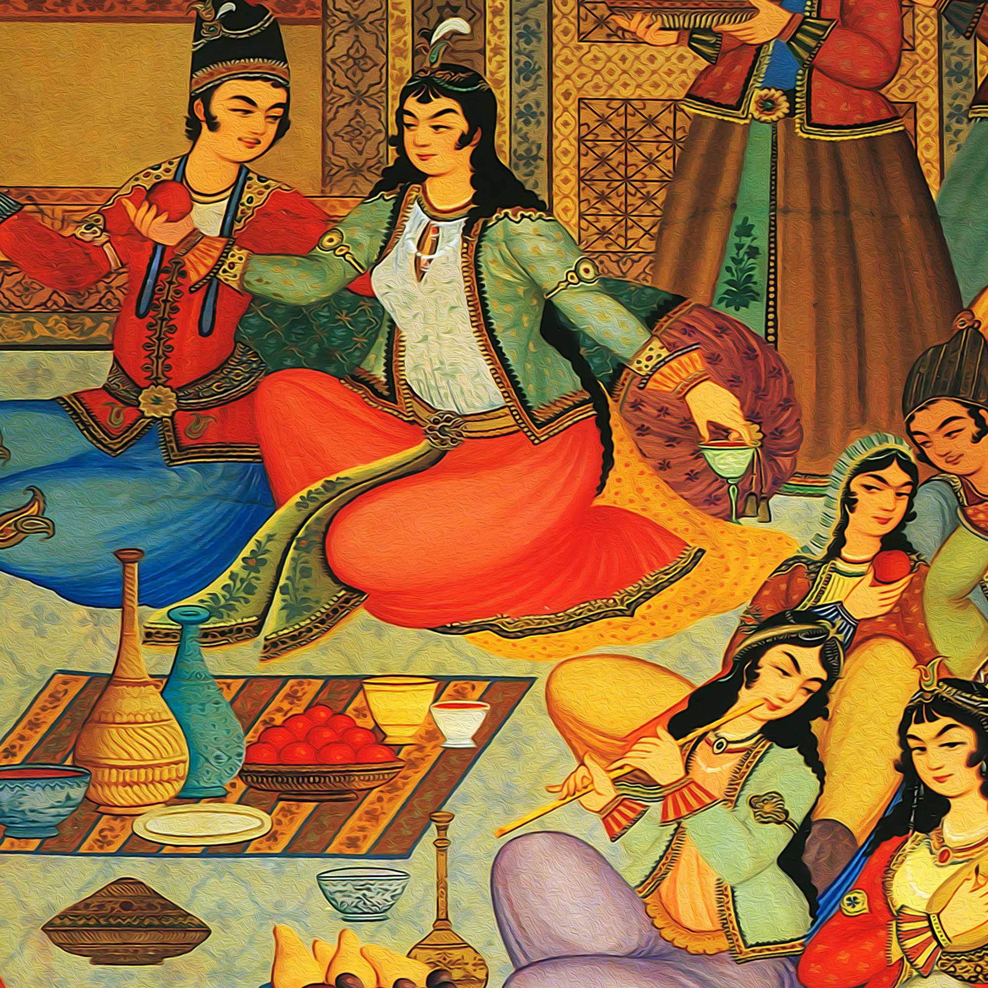 Bazm o Raghs - Antique Persian Miniature Wall Art | Iranian Wall Art - ORIAVI