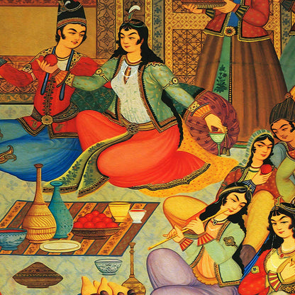 Bazm o Raghs - Antique Persian Miniature Wall Art | Iranian Wall Art - ORIAVI