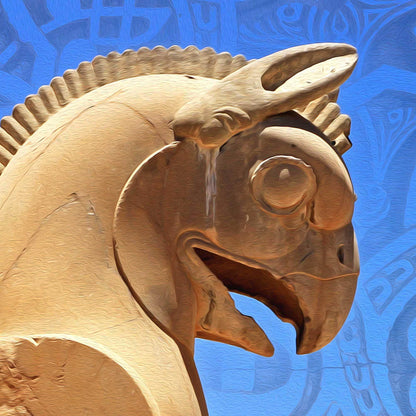 Huma Bird in Persepolis | Persian Wall Art | Iranian Wall Decor - ORIAVI