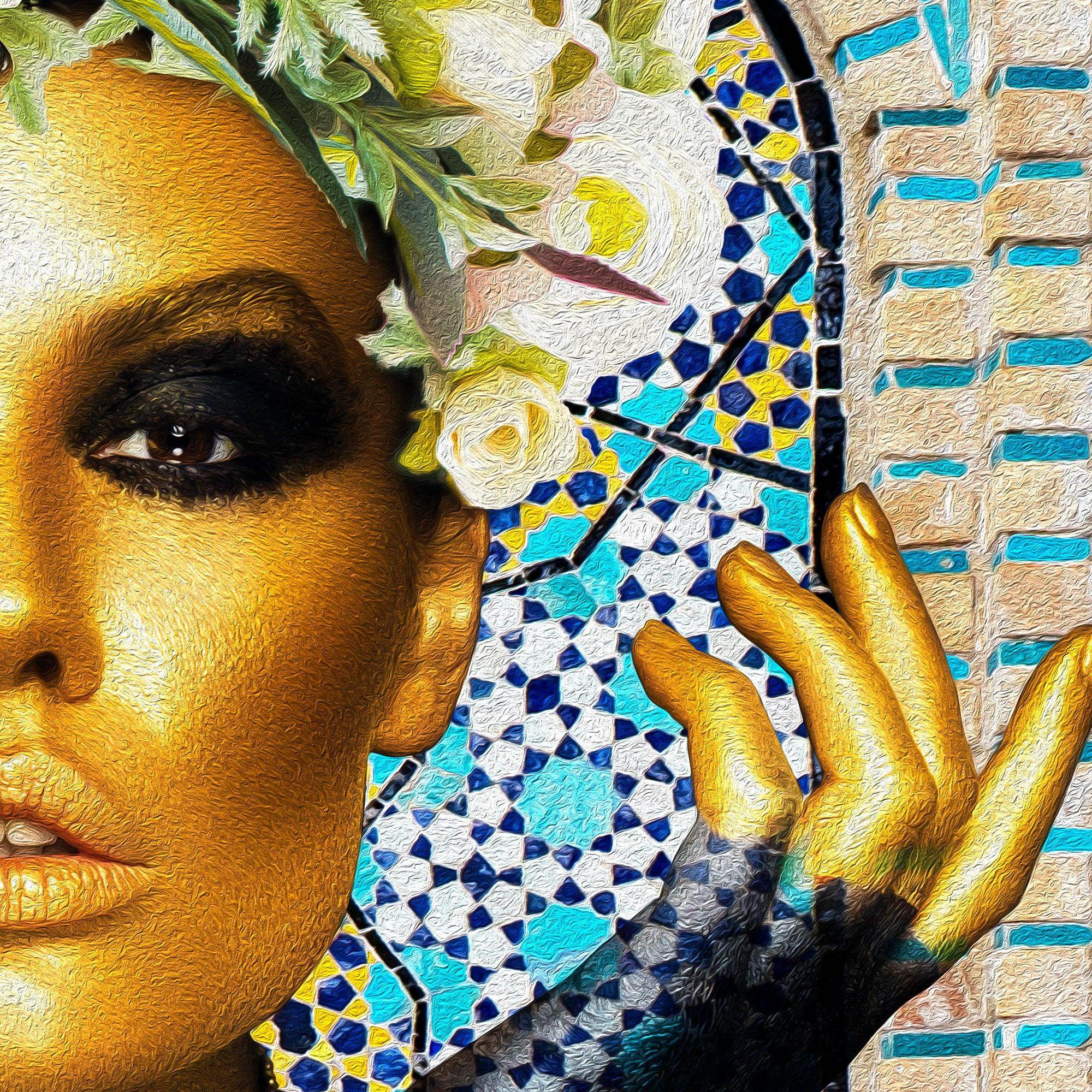 Persian Tile Girl Persian wall art, alternate artwork view 2