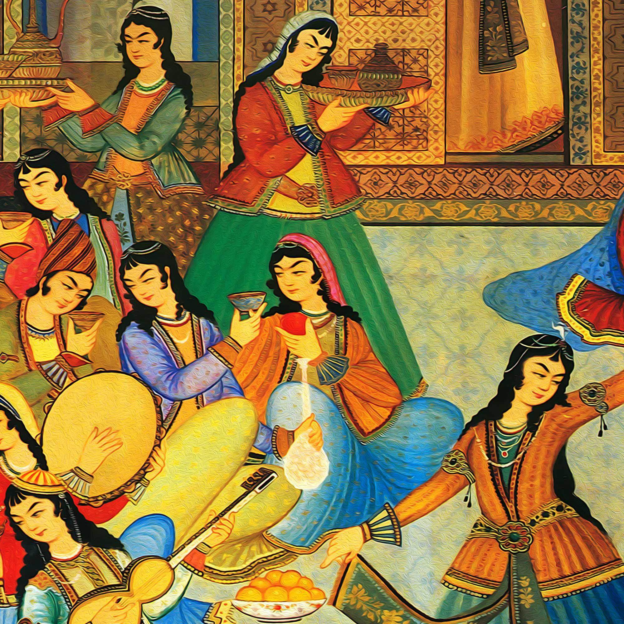 Bazm o Raghs - Antique Persian Miniature Wall Art | Iranian Wall Art - ORIAVI