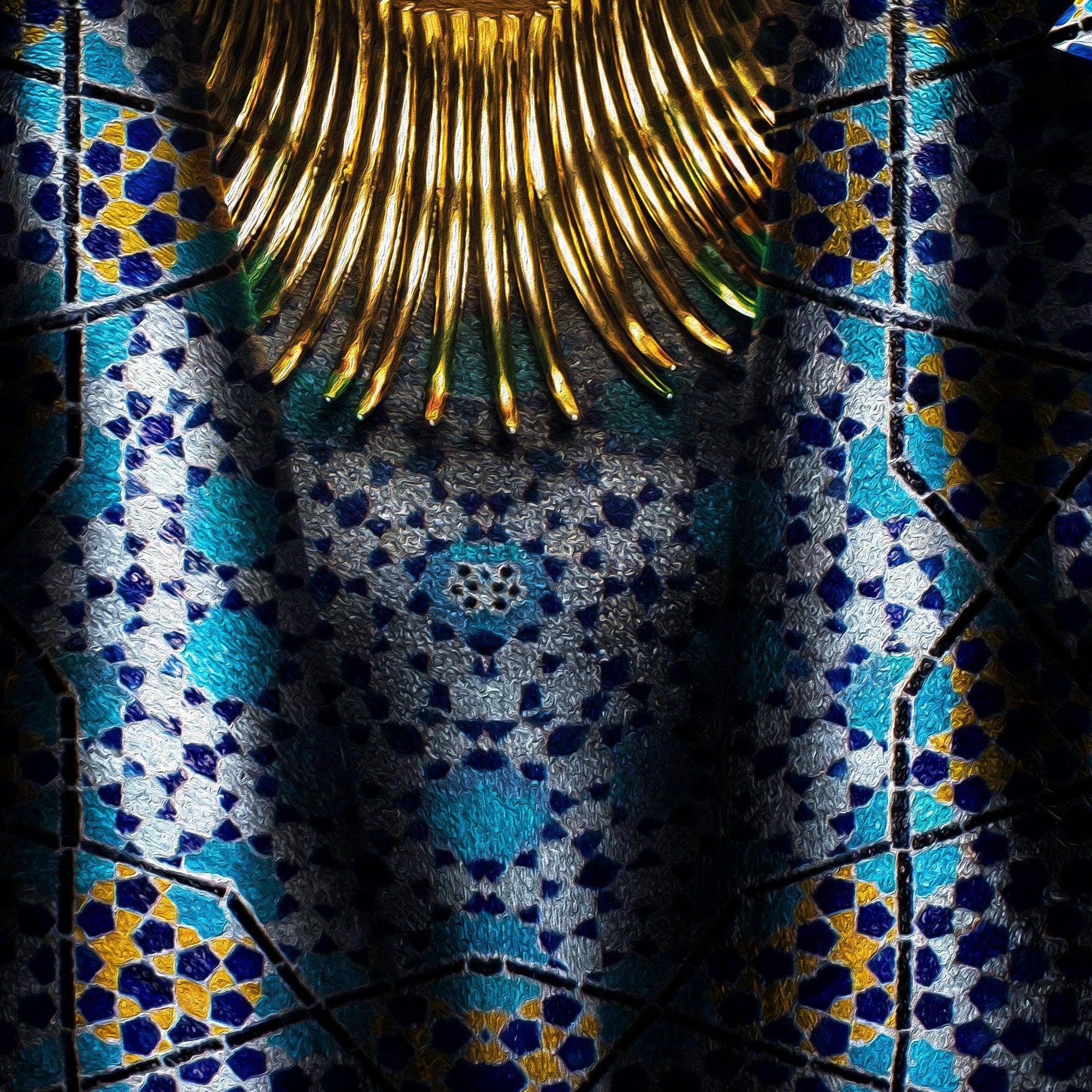 Persian Tile Girl Persian wall art, alternate artwork view 3