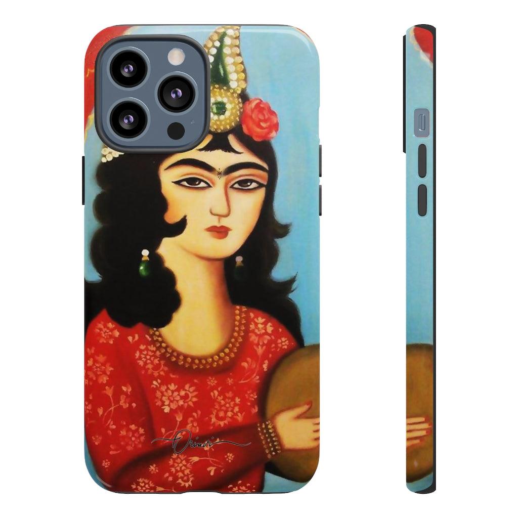 Persian Girl Traditional Miniature Tough Cases - Unique Persian Calligraphy designs on hard and soft cases and covers for iPhone 13, 12, SE, 11, iPhone XS, iPhone X & more.Unique Persian designs on hard and soft cases and covers for iPhone and Samsung. persian design phone case, persian phone case, persian iphone case, persian samsung case