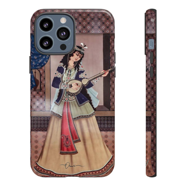 Persian Musician Girl Traditional Tough Cases - Unique Persian Calligraphy designs on hard and soft cases and covers for iPhone 13, 12, SE, 11, iPhone XS, iPhone X & more.Unique Persian designs on hard and soft cases and covers for iPhone and Samsung. persian design phone case, persian phone case, persian iphone case, persian samsung case
