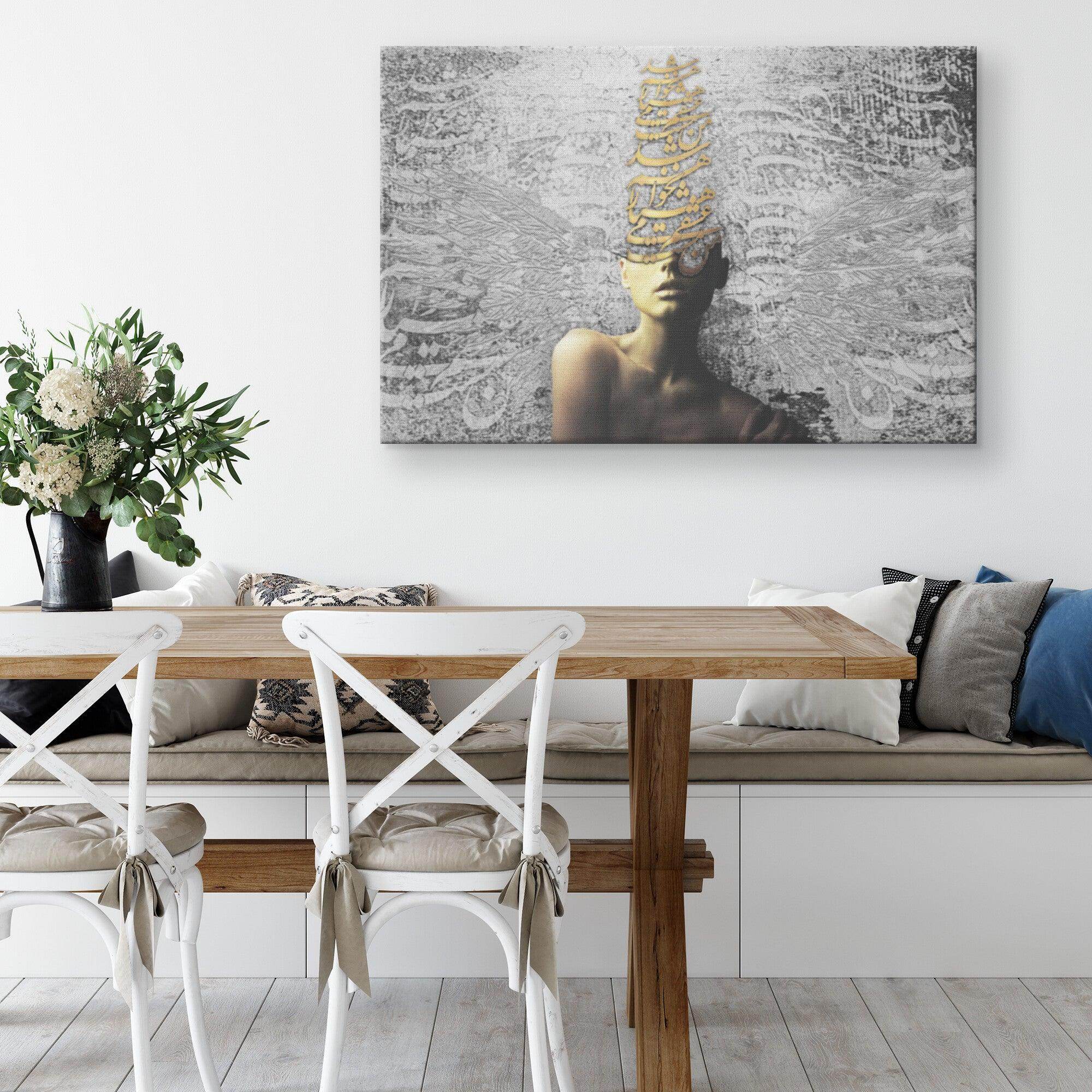 Intoxicated by Love Persian canvas displayed in an interior setting, view 5