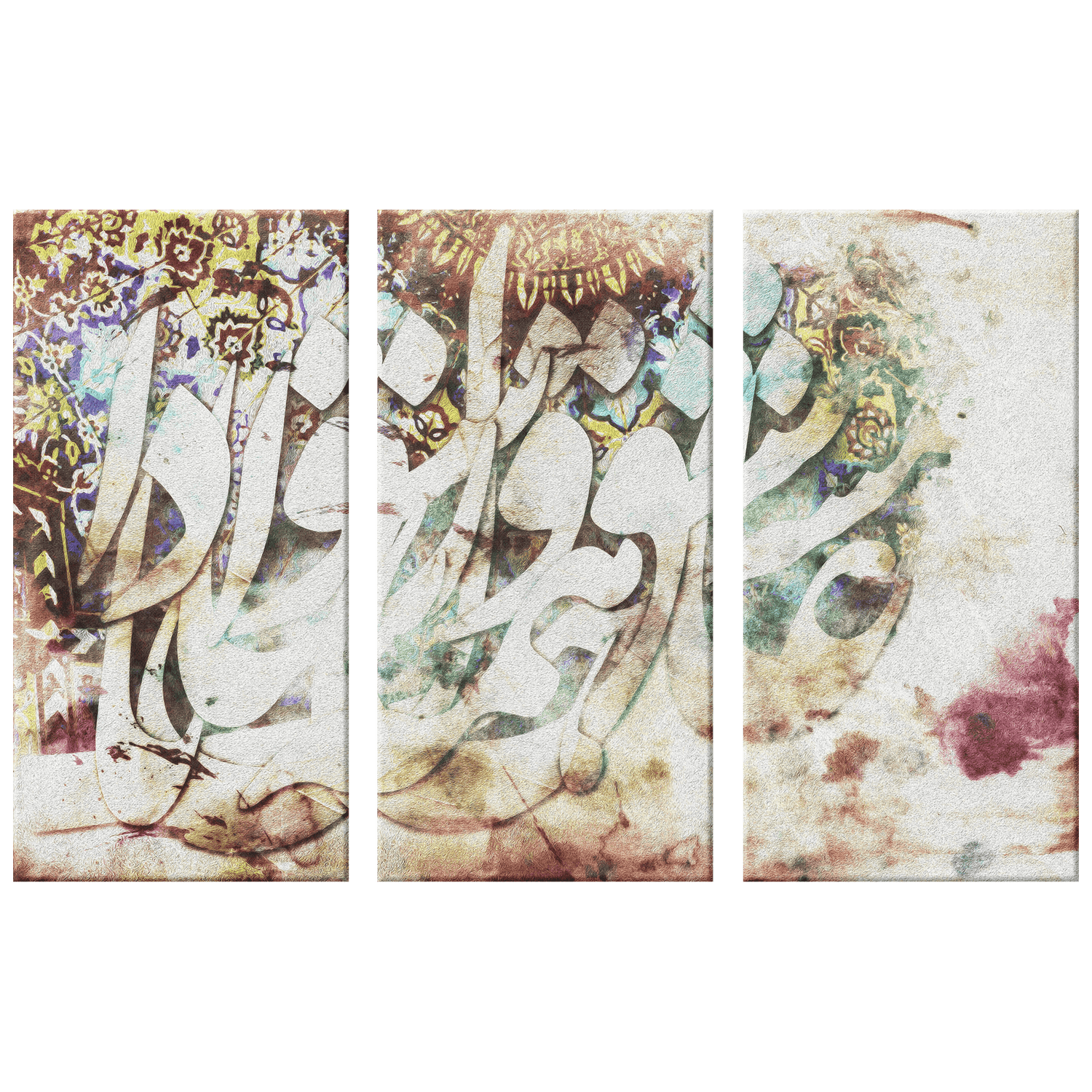 Ashegh - 3 Piece | Persian Wall Art | Persian Home Wall Decor - ORIAVI Persian Art, persian artwork for sale, persian calligraphy, persian calligraphy wall art, persian mix media wall art, persian painting, persian wall art