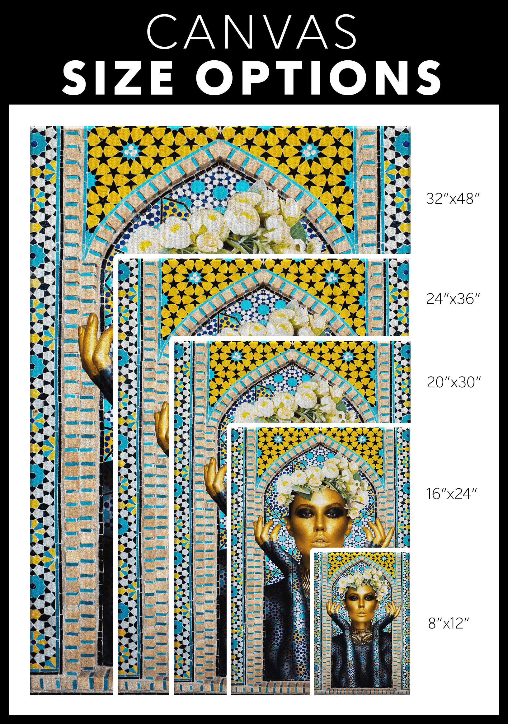 Persian Tile Girl Persian wall art, alternate artwork view 7