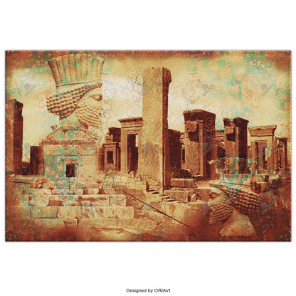 Tomb of Cyrus the great & Takht-e Jamshid | Persian Wall Art | Persian Home Wall Decor - ORIAVI Persian Art, persian artwork for sale, persian calligraphy, persian calligraphy wall art, persian mix media wall art, persian painting, persian wall art