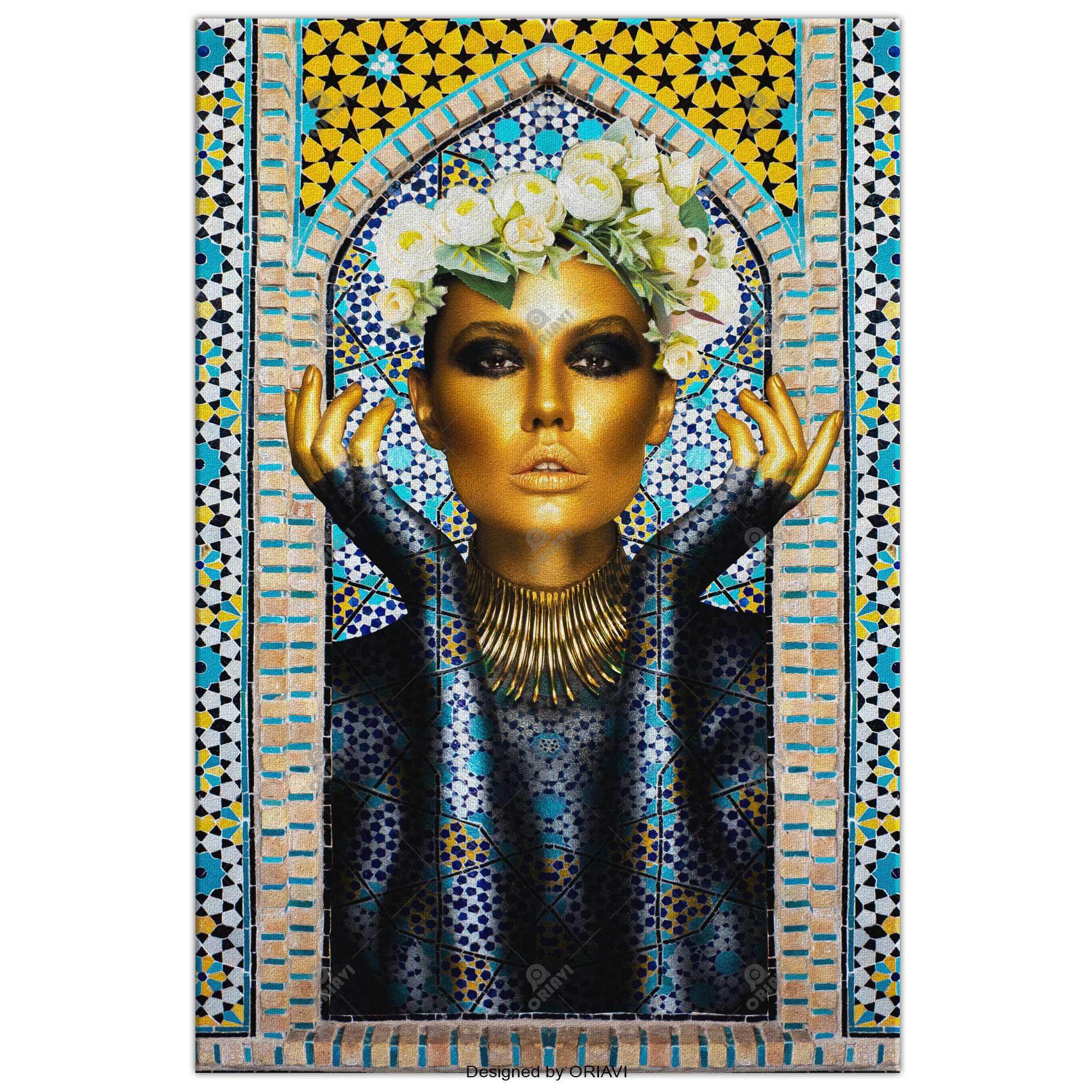 Persian Tile Girl Persian wall art, alternate artwork view 5