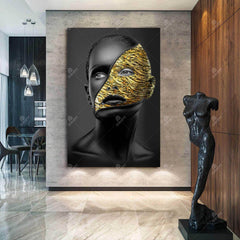 Tadbir — Gold Veiled Woman Persian Calligraphy Canvas
