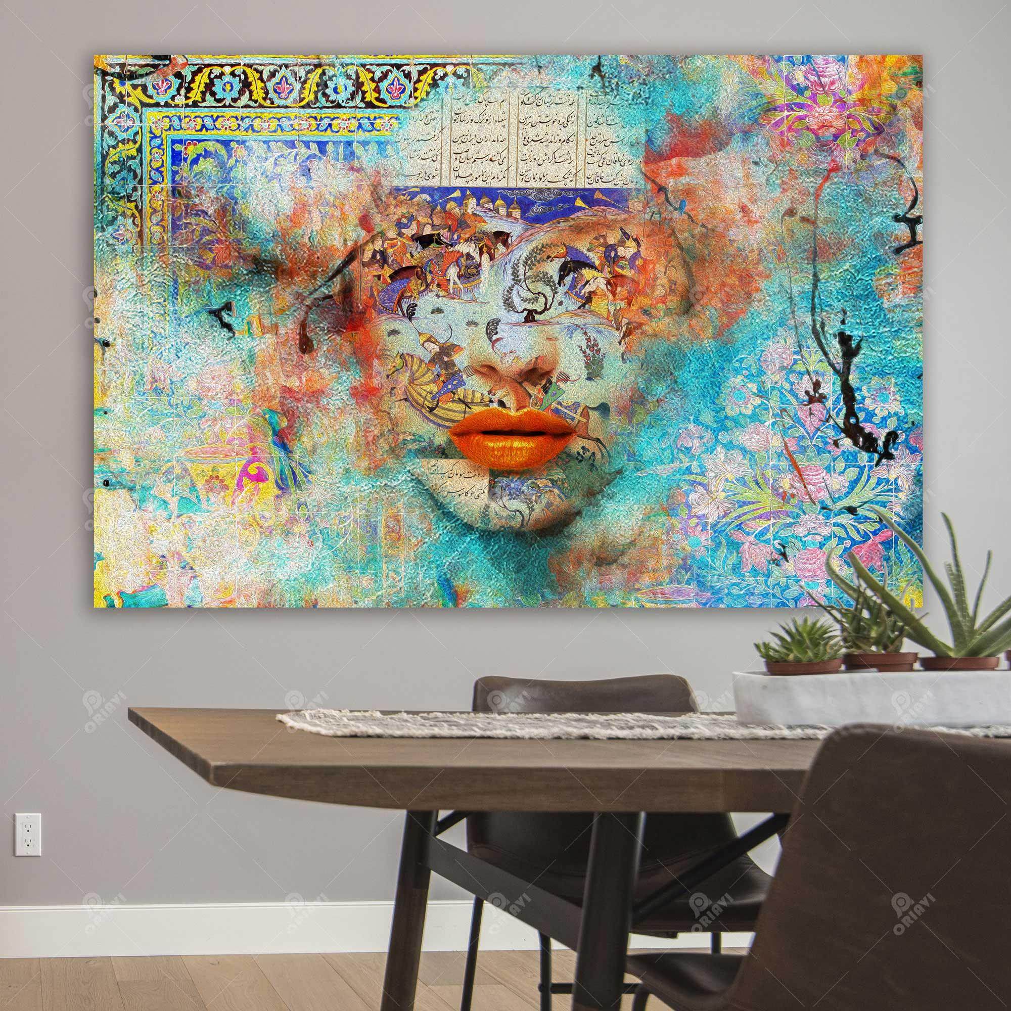 Dance of Colors — Shahnameh Abstract Persian Canvas
