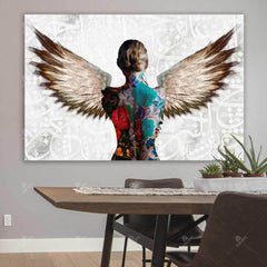 Flying Enthusiasm — Winged Persian Woman Calligraphy Canvas