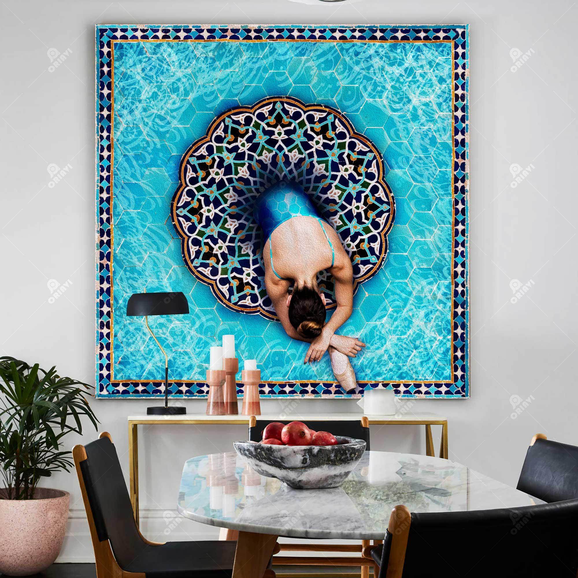 Voice of Love — Hafez Blue Ballet Calligraphy Canvas