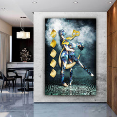 Hich — Blue Persian Dancer Calligraphy Canvas