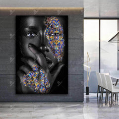 Deep in Thought — Persian Tile Portrait Canvas Art