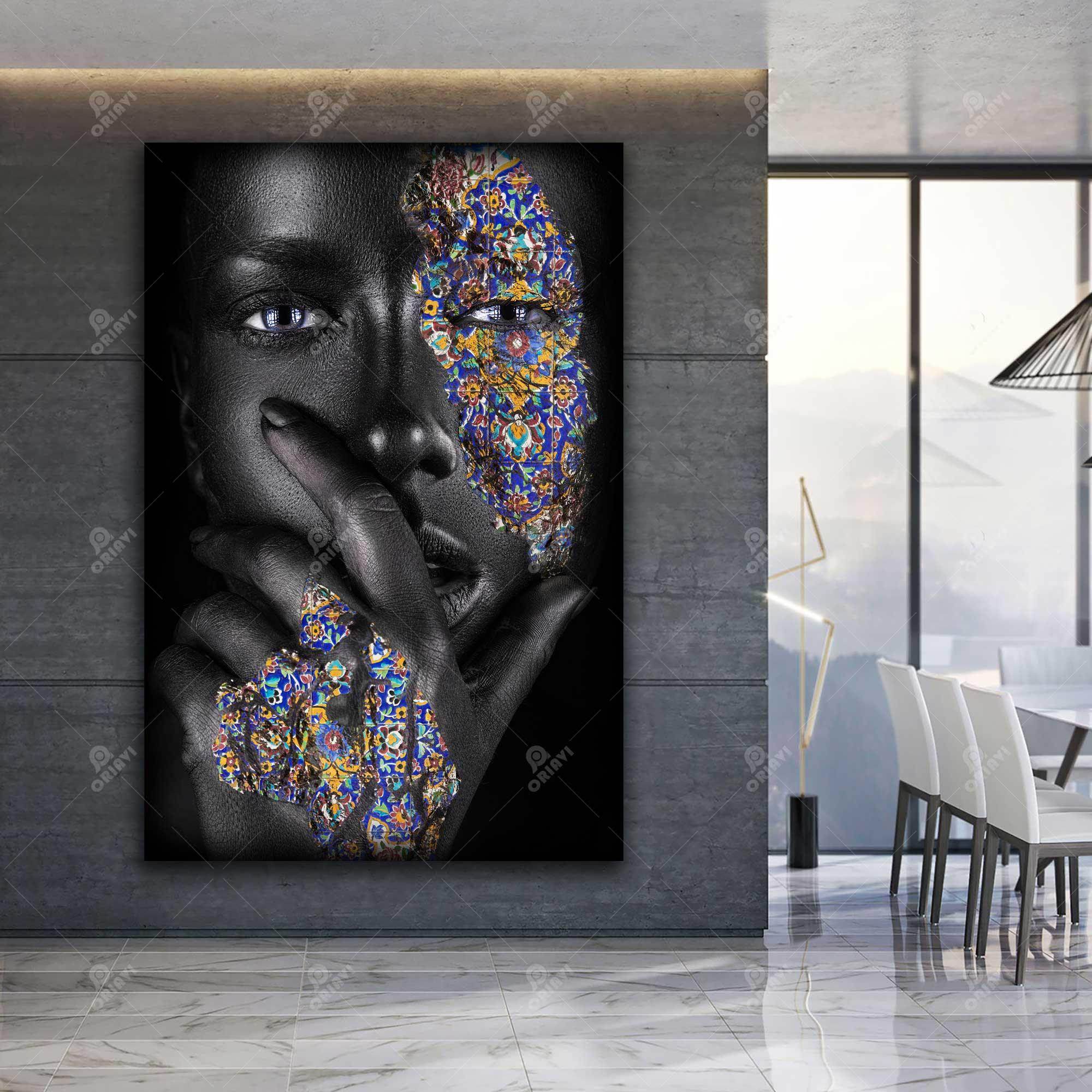 Deep in Thought — Persian Tile Portrait Canvas Art