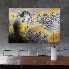 Romantic — Persian Woman Portrait Calligraphy Canvas