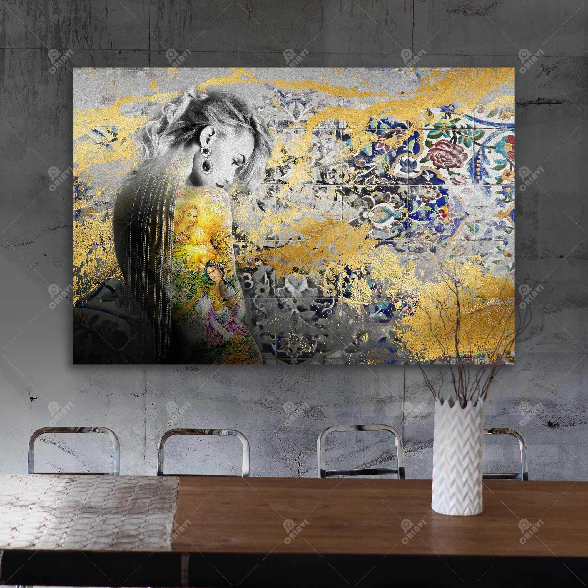 Romantic — Persian Woman Portrait Calligraphy Canvas