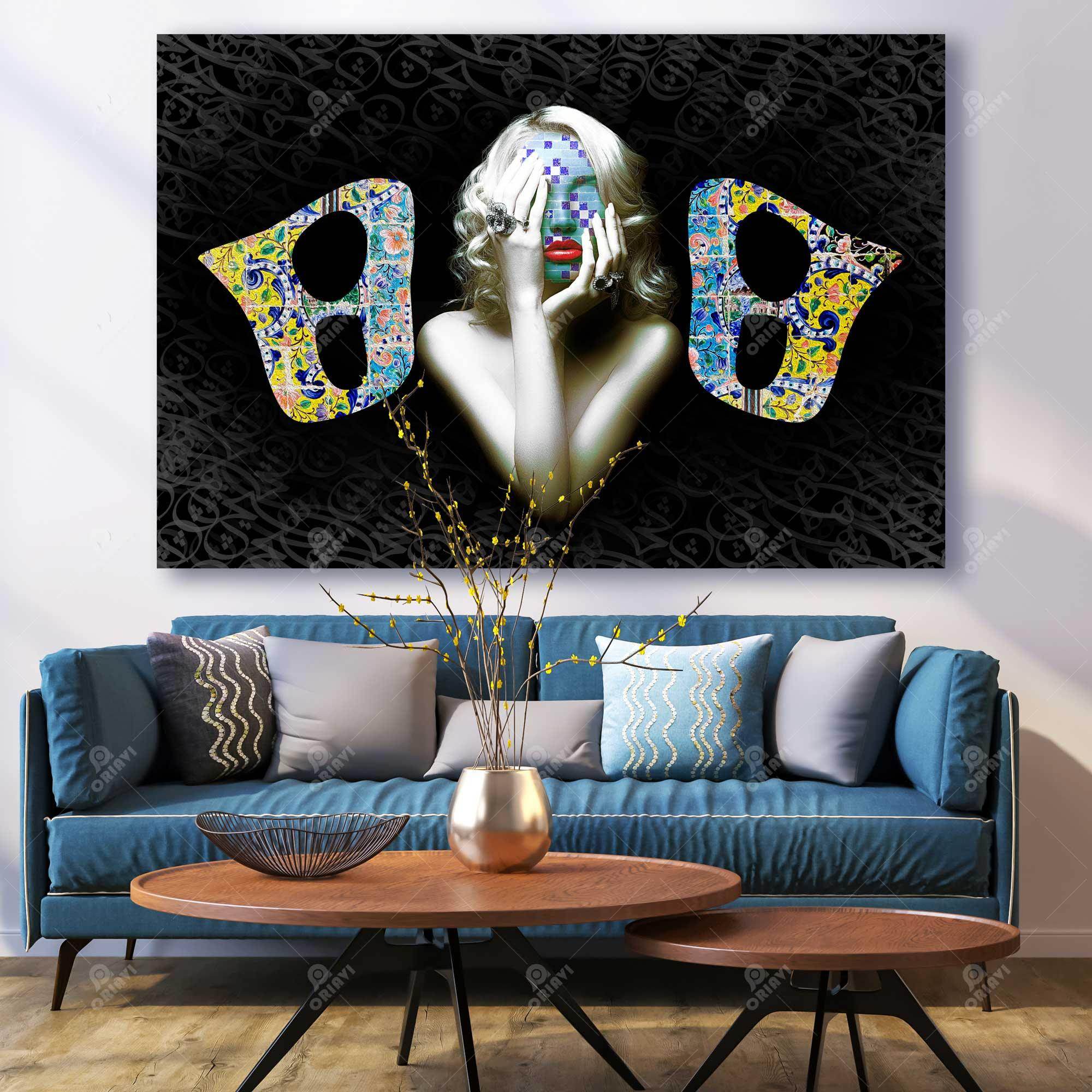 Hich — Black and Gold Mask Persian Canvas